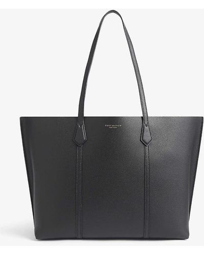 Tory Burch Perry Triple-compartment Leather Tote - Black