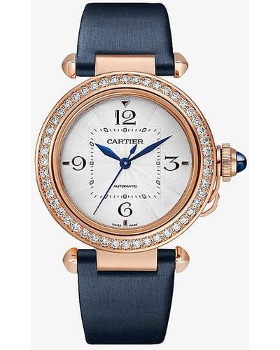 Cartier Crwjpa0016 Pasha De 18ct Yellow-gold, 1.15ct Diamond, Sapphire And Leather Automatic Watch - Blue