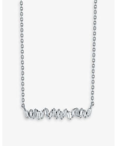 Suzanne Kalan Classic 18ct White-gold And 0.30ct Diamond Bar Necklace
