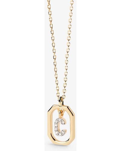 Pdpaola Letter C Mini 18ct Yellow- Plated Sterling-silver And Zirconia Pendant Necklace - Metallic