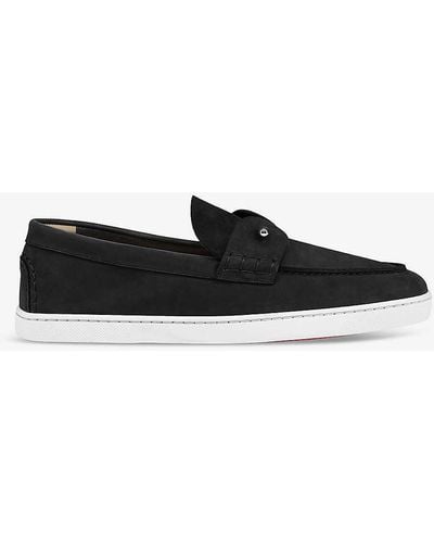 Christian Louboutin Chambeliboat Leather Low-top Boat Shoes - Black