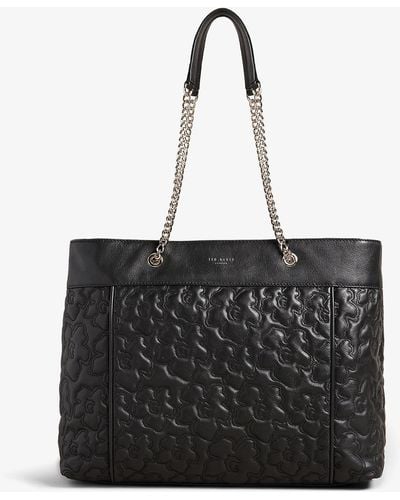 Ted Baker Ayliia Magnolia-quilted Leather Shopper Tote - Black