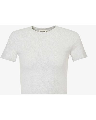ADANOLA Round-neck Cropped Stretch-cotton T-shirt - White