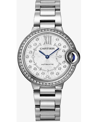 Cartier Crw4bb0035 Ballon Bleu De Stainless-steel And 0.10ct Brilliant-cut Diamond Automatic Watch - White
