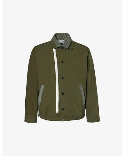 Sacai Funnel-neck Padded Cotton-blend Regular-fit Jacket - Green