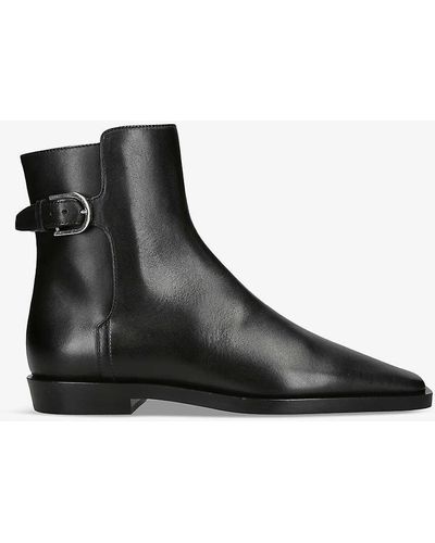 Totême Buckled Square-toe Leather Boots - Black