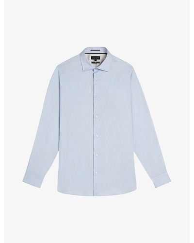 Ted Baker Witree Slim-fit Long-sleeved Stretch-cotton Shirt - Blue