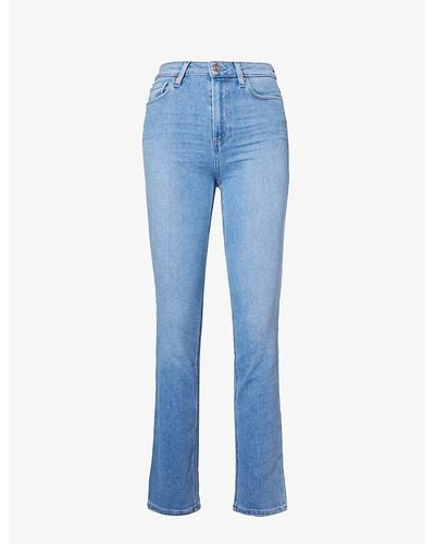 PAIGE Cindy Faded-wash Straight-leg High-rise Stretch-denim Jeans - Blue