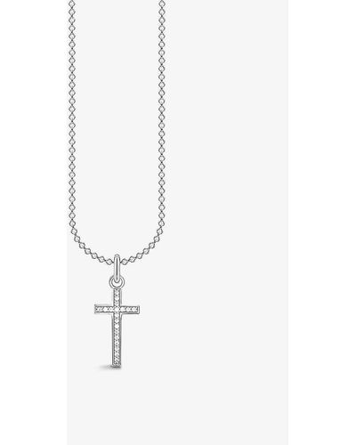 Thomas Sabo Cross Sterling-silver And Cubic Zirconia Pendant Necklace - White