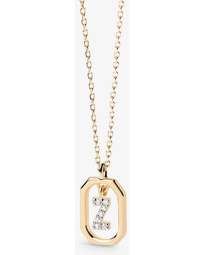 Pdpaola Letter Z Mini 18ct Yellow- Plated Sterling-silver And Zirconia Pendant Necklace - Metallic