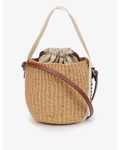 Chloé Woody Small Raffia Basket Bag - White