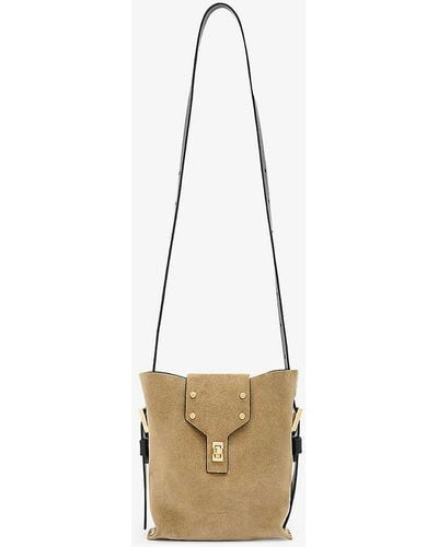 AllSaints Miro Stud-embellished Suede Cross-body Bag - White