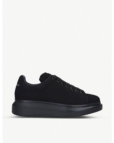 Alexander McQueen Runway Leather And Suede Platform Sneakers - Black