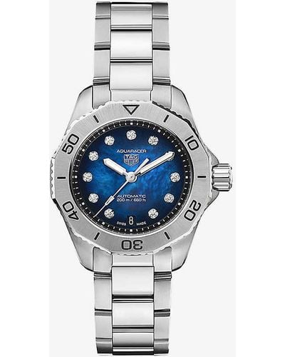 Tag Heuer Wbp2411.ba0622 Aquaracer Stainless-steel And 0.10ct Diamond Quartz Watch - Blue