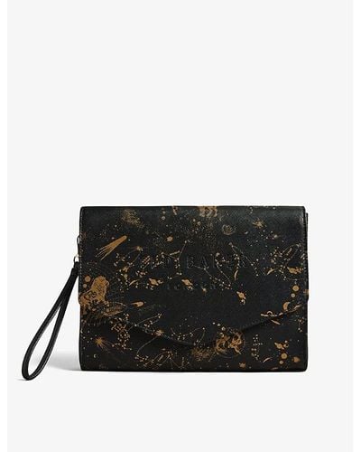 Ted Baker Staric Constellation-print Woven Clutch Bag - Black