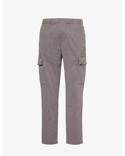 7 For All Mankind Cargo Drawstring-waistband Tapered-leg Regular-fit Stretch-woven Pants - Gray