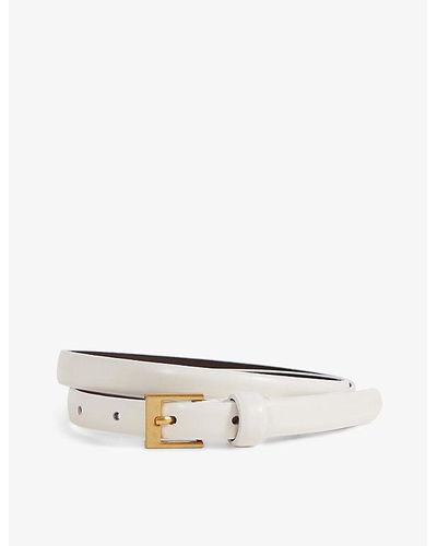 Reiss Holly Leather Belt - White