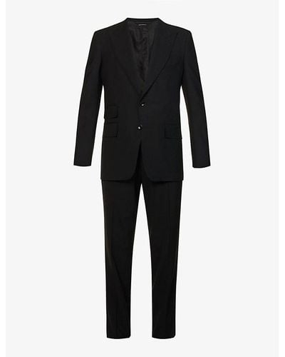 Tom Ford Single-breasted Vented-back Shelton-fit Stretch-wool Suit - Black