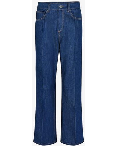 Soeur Francisco Contrast-stitch Straight-leg High-rise Jeans - Blue