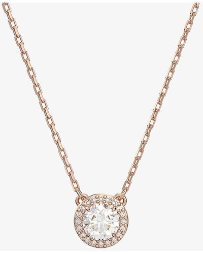 Swarovski Constella Rose-gold Toned Brass And Zirconia Pendent Necklace - White