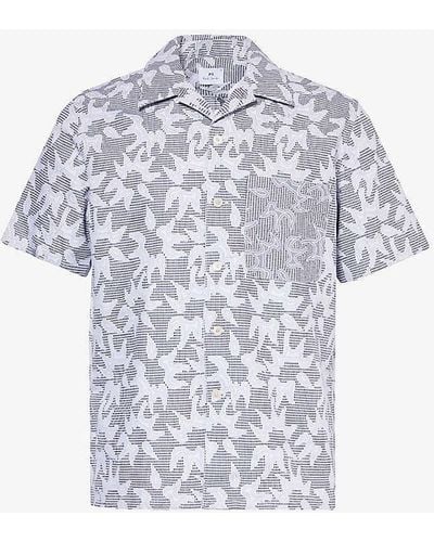 PS by Paul Smith Abstract-print Relaxed-fit Cotton-poplin Shirt - White