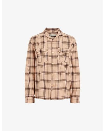 AllSaints Wendel Relaxed-fit Checked Organic-cotton Shirt - Natural