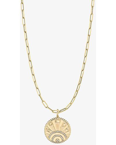 Sydney Evan Lucky Coin 14ct Yellow-gold And 0.09ct Brilliant-cut Diamond Pendant Necklace - Metallic
