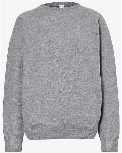 Totême Boxy-fit Raglan-sleeve Wool-blend Jumper - Grey