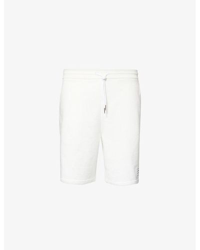 Thom Browne Tural White Brand-tab Cotton-jersey Shorts