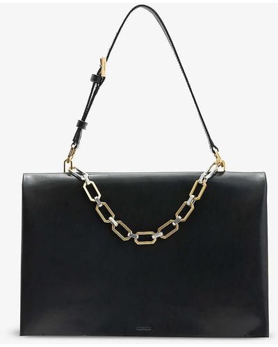 AllSaints Luca Logo-debossed Chain-strap Leather Shoulder Bag - Black