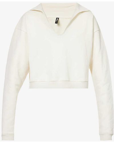 ADANOLA Soft Basics Cropped Cotton-jersey Sweatshirt - White