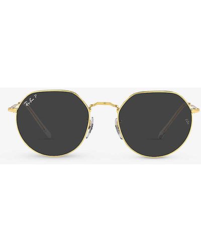 Ray-Ban Rb3565 Jack Hexagonal-frame -toned And Acetate Sunglasses - Metallic