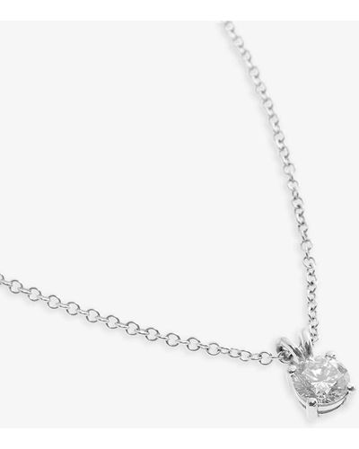 Skydiamond The Classic Solitaire Recycled 18ct White-gold And 0.77ct Brilliant-cut Diamond Necklace