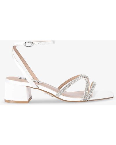 Steve Madden Gabby Embellished-strap Satin Sandals - White
