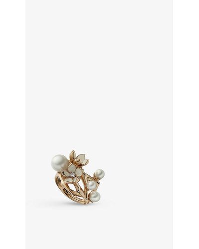 Shaun Leane Cherry Blossom Yellow Gold-plated Vermeil, Pearl And Diamond Ring - Metallic