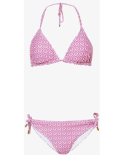 Aspiga Floral-print Stretch Recycled-polyester Bikini Set - Pink