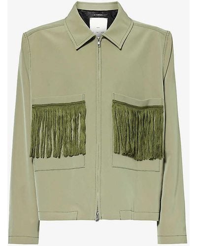 Song For The Mute Fringed-pocket Boxy-fit Woven Jacket - Green