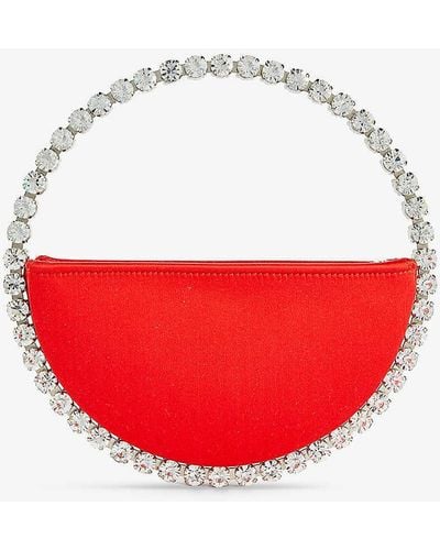 L'ALINGI Eternity Crystal-embellished Satin Clutch Bag - Red