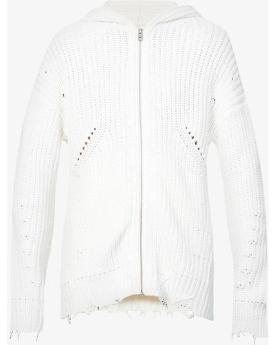 Zadig & Voltaire Anya Cow Logo-embroidered Cotton-wool Blend Hooded Cardigan - White