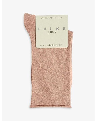 FALKE Metallic Rolled-hem Stretch-woven Socks - Natural