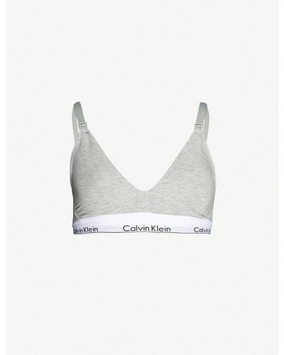 Calvin Klein Maternity Logo-print Stretch-jersey Bra X - Grey