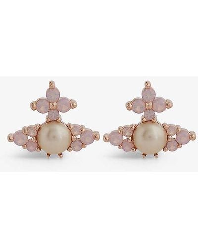 Vivienne Westwood Feodora Brass And Faux-pearl Earrings - White