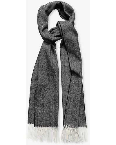 Eton Herringbone Wool Scarf - Grey