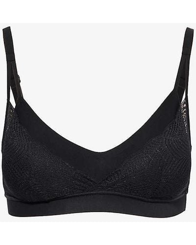 Chantelle Soft Stretch Lace-overlay Padded Stretch-woven Bralette - Black