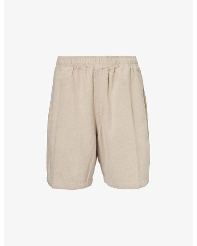 Obey Easy Relaxed Brand-patch Linen-blend Shorts X - Natural