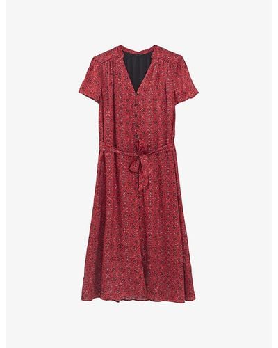 IKKS Bandana-print Woven Midi Dress - Red