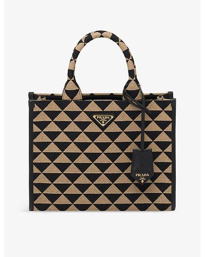 Prada Symbole Small Woven Tote Bag - Black