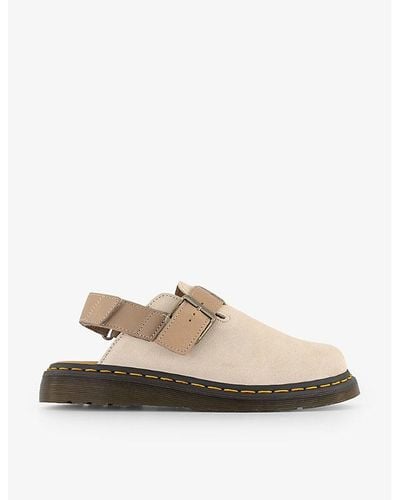 Dr. Martens Jorge Ii Suede And Leather Mules - Natural