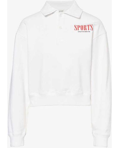 Sporty & Rich Logo-print Cotton-jersey Polo Shirt - White