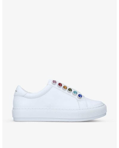 Kurt Geiger Liviah Embellished Leather Trainers - White